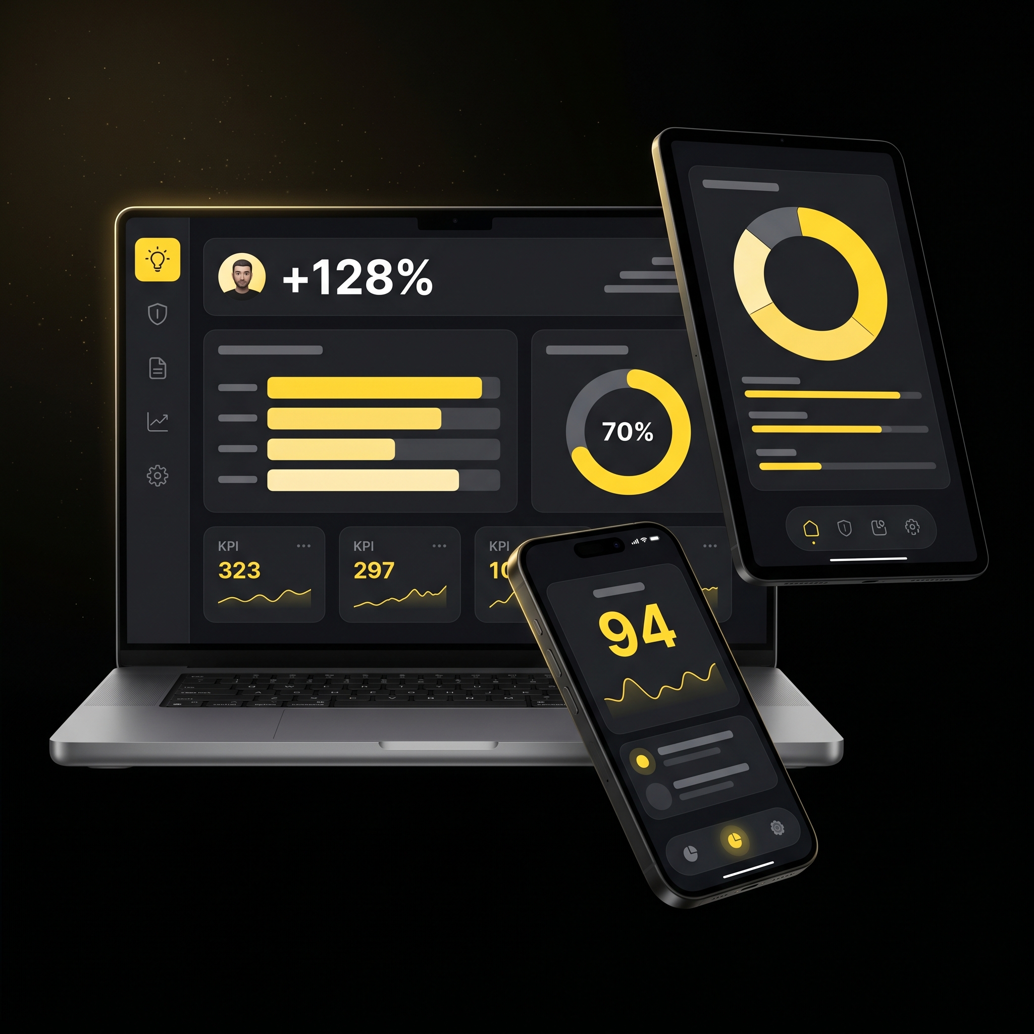 Plataforma Charlene · Laptop, Tablet e Mobile